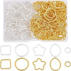 Mixed Color 300Pcs 10 Styles Iron Open Jump Rings, Twisted Lines Rings, Mixed Shapes, Mixed Color, 7.5~18.5x7.5~18x1~2mm, 30pcs/style