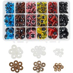 Couleur Mélangete Oeillets de poupée en plastique artisanal, Yeux en peluche, yeux de sécurité, couleur mixte, 8mm, 20 pcs / compartiment, 12mm, 14 pcs / compartiment, 16mm, 6 pcs / compartiment, boîtes en plastique: 16.5x10.8x3 cm