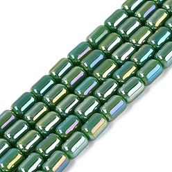 Verdemar Electrochapa hilos de perlas de vidrio opacas, azufaifo, color de ab chapado, verde mar, 6x4 mm, agujero: 0.6~0.8 mm, sobre 59~62 unidades / cadena, 14.37~15.16 pulgada (36.5~38.5 cm)