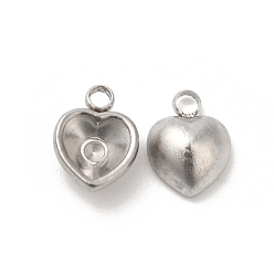 Нержавеющая Сталь Цвет Не тускнеет 304 подвеска из нержавеющей стали со стразами, сердце, цвет нержавеющей стали, пригодный для стразов 1.6 мм, 9x7x3.5 мм, отверстие : 1.8 мм
