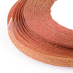Red Glitter Metallic Ribbon, Sparkle Ribbon, with Gold Metallic Cords, Valentine's Day Gifts Boxes Packages, Red, 1/4 inch(6mm), about 33yards/roll(30.1752m/roll), 10rolls/group