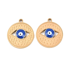 Плоский Круглый 304 нержавеющей стальной эмали подвески, золотые, плоские круглые прелести, 17x15x2.5 мм, отверстие : 1.5 мм