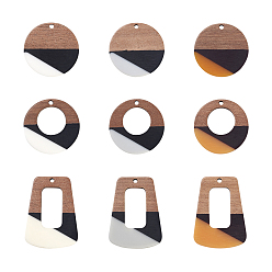 (52) Непрозрачная лаванда 18 шт 9 подвески из смолы и орехового дерева, разноцветные, 28~38x27~28x3 мм, отверстие : 2 мм, 2 шт / стиль