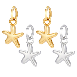 Платиновый & Золотой 4 шт. 2 цвета 925 подвески в виде звезд из стерлингового серебра, с прыжковых колец, платиной и золотом, 9x6.5x2.3 мм, отверстие : 3 мм, 2 шт / цвет