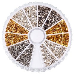 (52) Непрозрачная лаванда 1 коробка 3 цвет столбик латунный обжимной бисер для изготовления ювелирных изделий размером 1.5~2x1.5~2 мм, разноцветные, 1.5~2x1.5~2 мм, отверстие : 1~1.5 мм, Около 3000 шт / коробка