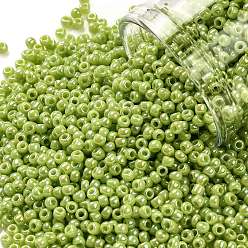 (404) Opaque AB Sour Apple TOHO Round Seed Beads, Japanese Seed Beads, (404) Opaque AB Sour Apple, 11/0, 2.2mm, Hole: 0.8mm, about 1110pcs/10g, 10g/bottle