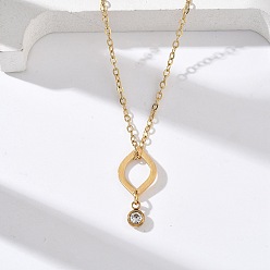 Horse Eye 304 ожерелья из нержавеющей стали с геометрическим кулоном и цепочкой из кристаллов и страз, реальный 18 k позолоченный, лошадиный глаз , 17.44 дюйм (44.3 см)