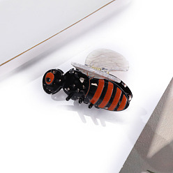 Черный Заколки для волос с когтями из ацетата целлюлозы (смола), пчела, чёрные, 71x70x55 мм