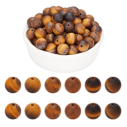 Tiger Eye Frosted Natural Tiger Eye Beads Strands, Round, 8mm, Hole: 1mm, about 45pcs/strand, 15.1 inch, 2strands/box