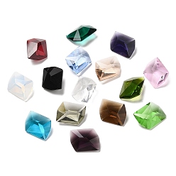 Mixed Color Pointed Back Glass Rhinestone Cabochons, Faceted, Polygon, Mixed Color, 17x13x7.5~8mm