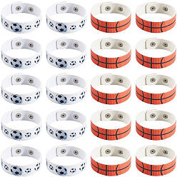 (52) Непрозрачная лаванда 20шт. 2 стили кожаный широкий шнур браслет с кнопкой для мужчин и женщин, разноцветные, 8-3/8 дюйм (21.4 см), 10 шт / стиль