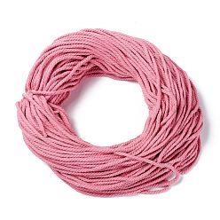 Pink Шнуры из хлопковой нити, 3 -ply, для изготовления ювелирных изделий, розовые, 5~5.8 мм, 109.4 двор (100 м) / пачка
