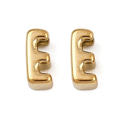 Letter E 304 прелести нержавеющей стали, буквы, ионное покрытие (ip), реальный 18 k позолоченный, Письмо E, 7.5x3.5x3.5 мм, отверстие : 1.8 мм