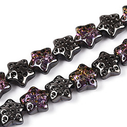 Камелия Гальванизируйте прозрачное стекло бисер нитей, звезда, камелия, 17~17.5x18~18.5x9~9.5 мм, отверстие : 1 мм, около 40 шт / нитка, 25.20 дюйм (64 см)