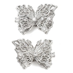 Платина Латунные микропаве из прозрачного кубического циркония, без кадмия, без никеля и без свинца, бабочка, платина, 18x24x8.5 мм, отверстие : 2.5 мм