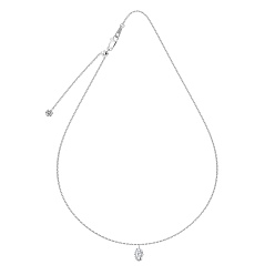 Платина Овальный кулон с прозрачным кубическим цирконием 925 ожерелья из стерлингового серебра с цепочкой для женщин, родий, платина, 18.31 дюйм (46.5 см)