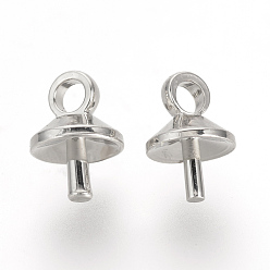 Платина Латунный кубок жемчужный колышек, за половину пробурено бисера, платина, 7x5x5 мм, отверстия: 1.5 мм, штифты: 1 мм