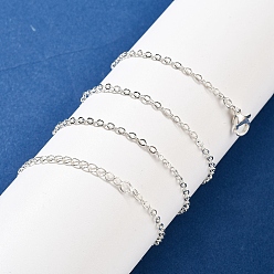 Серебро Ожерелья из латуни для женщин, 304 из нержавеющей стали застежкой омар, стойки покрытие, без свинца и без кадмия, долговечный, серебряные, 17.68 дюйм (44.9 см)