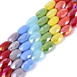 (52) Непрозрачная лаванда Гальванические непрозрачные стеклянные бусины, овальные, с покрытием AB цвета, граненые, разноцветные, 10.5~11x8x5 мм, отверстие : 1.2~1.4 мм, около 32~36 шт / нитка, 13.98~15.91 дюйм (35.5~40.5 см)