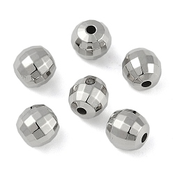 Платина CCB пластиковые шарики, граненые, круглые, платина, 7.5 мм, отверстие : 1.8 мм