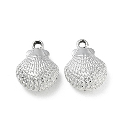 с Покрытием Серебра Покрытие акриловые подвески, с петлей, формы раковины, со серебряным покрытием, 26x19.5x7.5 мм, отверстие : 2.7 мм