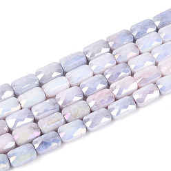 лаванда Антикоррозийные гальванические стеклянные бусины, имитация драгоценных камней, прямоугольные, с покрытием AB цвета, граненые, два тона, лаванда, 7x4~4.5x3 мм, отверстие : 0.9~1 мм, около 55~56 шт / нитка, 14.96~15.16'' (38~38.5 см)