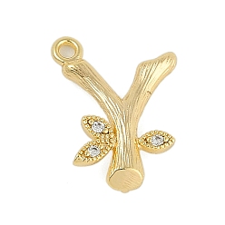 Letter Y Латунные хрустальные стразы буквы звенья соединительные подвески, без кадмия, без никеля и без свинца, реальный 18 k позолоченный, Письмо Y, 15x11.5x3.5 мм, отверстия : 1.2 mm и 1.5 мм