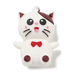 Белый Пластиковые подвески из пвх 3d, подвесные украшения для сумки-брелока, формы кошек, белые, 47x34x19 мм, отверстие : 2.5 мм