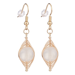 Другие Кварцы Плетеная серьга с подвесками из натурального селенита, латунные овальные серьги-подвески для женщин, золотые, 46 мм, штифты : 0.6 мм