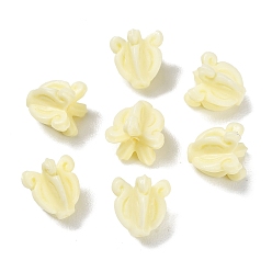 Бежевый Синтетических коралловых бусин, окрашенные, цветок, бежевые, 11.5~12.5x12x12 мм, отверстие : 1.2~1.4 мм