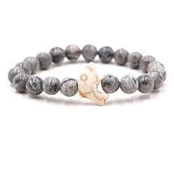 Камень Карты Браслеты из натуральных бусин из картографического камня и синтетической бирюзы для мужчин и женщин, круглый и дельфиновый