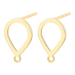 Teardrop Изделия из латуни, с петлей, без кадмия и без свинца и без никеля, реальный 18 k позолоченный, слеза, 12x8 мм, отверстие : 1 мм, штифты : 11x0.8 мм