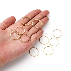 Golden Ion Plating(IP) 304 Stainless Steel Linking Ring, Nickel Free, Round Ring, Golden, 30x0.8mm