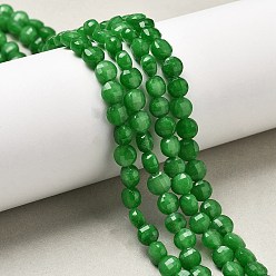 Зеленый Природные окрашенные белого нефрита нитей бисера, граненый квадратный разрез, плоско-круглые, зелёные, 6~7.5x4 мм, отверстие : 1 мм, около 64~66 шт / нитка, 15.16~15.63 дюйм (38.5~39.7 см)