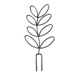 Черный Листовидная железная шпалера для растений, декоративная опора для горшечных вьющихся растений, чёрные, 314x141x3.5 мм