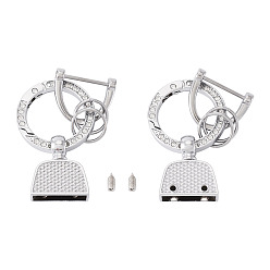 Платина 1брелки с пружинными затворами из сплава ПК и стразами, полукруглый, со стразами, платина, 56 мм