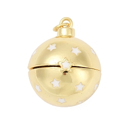 Белый Латунные микропроволочные кубические циркониевые медальоны, с эмалью, без свинца и без кадмия, долговечный, круглые, с целью перехода в кольце, реальный 18 k позолоченный