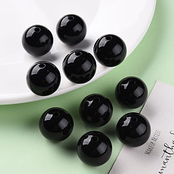 Black Opaque Acrylic Beads, Round, Black, 20x19mm, Hole: 3mm, about 111pcs/500g
