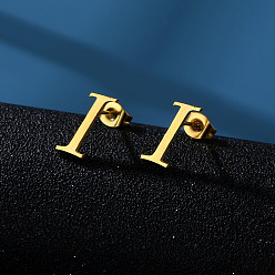Letter I 201 из нержавеющей стали серьги, золотые, Буква "i", 10x10 мм
