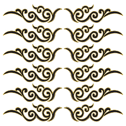 Черный Полиэфирная компьютеризированная вышивка утюгом/пришивка нашивок, аппликация, цветок, чёрные, 174x50x1 мм