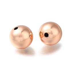 Розовое Золото Стойки обшивки латунные бусины, долговечный, без свинца и без кадмия, круглые, розовое золото , 10 мм, отверстие : 1.6 мм