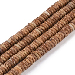 Пейзажный Джаспер Естественного изображения яшмы бисер нитей, рондель, 6~6.5x2~2.5 мм, отверстие : 1 мм, около 181~191 шт / нитка, 15.16~15.35'' (38.5~39.1 см)