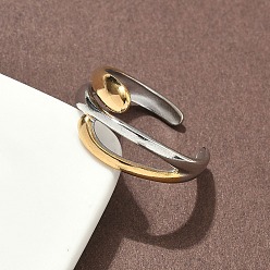 Золотой & Цвет Нержавеющей Стали 304 двухцветные манжетные кольца из нержавеющей стали, ионное покрытие (ip), золотые и нержавеющая сталь цвет, 10.5 мм