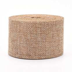 BurlyWood Polyester Imitation Linen Wrapping Ribbon, for Crafts Decoration, BurlyWood, 2 inch(50mm), about 10.94 Yards(10m)/roll