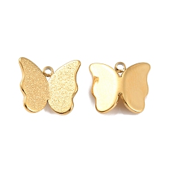 Настоящее золото 18K Ионное покрытие (ip) 304 брелоки из нержавеющей стали, очарование бабочки, реальный 18 k позолоченный, 9.5x10.5x3 мм, отверстие : 1.2 мм