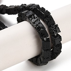 Черный Нити синтетических бусин, окрашенных в лавовый камень, кубические, чёрные, 4~5x4~4.5x4~4.5 мм, отверстие : 1 мм, около 82 шт / нитка, 15.08'' (38.3 см)