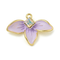 Лиловый Подвески из сплава со стразами, с распылительным лаком, без свинца и без кадмия, цветок, сирень, 18.5x25x4.5 мм, отверстие : 1.5 мм