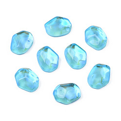 Aquamarine Glass Rhinestone Cabochons, Nail Art Decoration Accessories, Nuggets, Aquamarine, 10x8x3.5mm