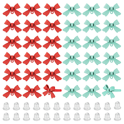 (52) Непрозрачная лаванда Рождественская тема 40шт. фурнитура для сережек-гвоздиков из сплава, с 925 штырями стерлингового серебра, петля и 40шт. пластиковые гайки-ушки, бантом, разноцветные, 11x15x4 мм, отверстие : 1.2 мм, штифт: 0.7мм2 цвета, 20 шт / цвет, 40 шт