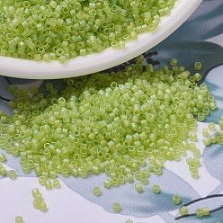 (DB0860) Matte Transparent Chartreuse AB MIYUKI Delica Beads, Cylinder, Japanese Seed Beads, 11/0, (DB0860) Matte Transparent Chartreuse AB, 1.3x1.6mm, Hole: 0.8mm, about 100000pcs/500g
